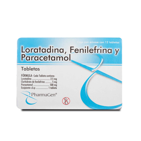 LORATADINA / FENILEFRINA / PARACETAMOL PHARMAGEN Tabletas - c/12