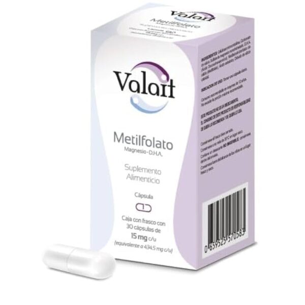 41A-O6E7aLL._UF1000,1000_QL80_ Valait Metilfolato Caja con frasco con 30 cápsulas de 15 mg