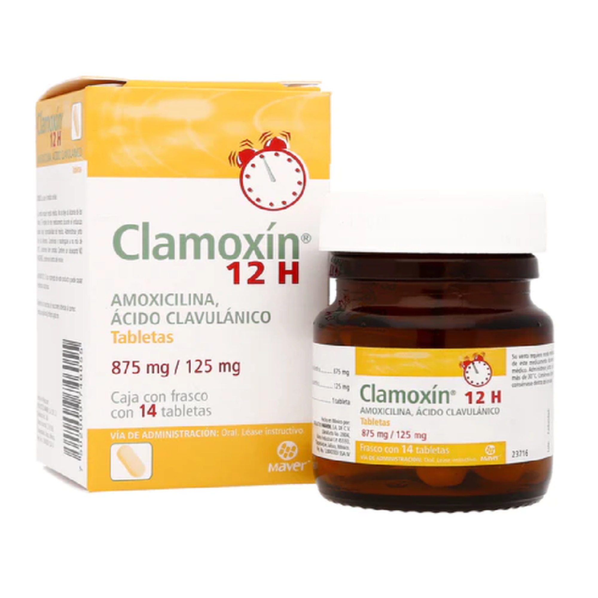 CLAMOXIN 12H 875/125MG Tabletas - c/14