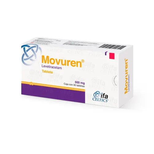 7501249601841 Movuren Levetiracetam Caja con 30 tabletas  de 500 mg