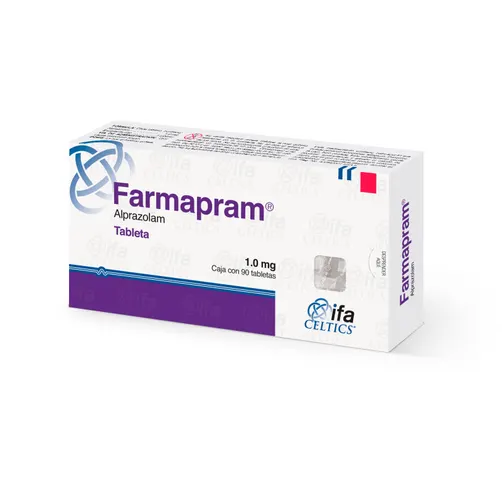 Farmapram Alprazolam Caja c/90 tabletas ranuradas de 1.0 mg