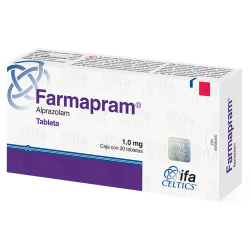 7501249605443 Farmapram Alprazolam Caja c/30 tabletas ranuradas de 1.0 mg