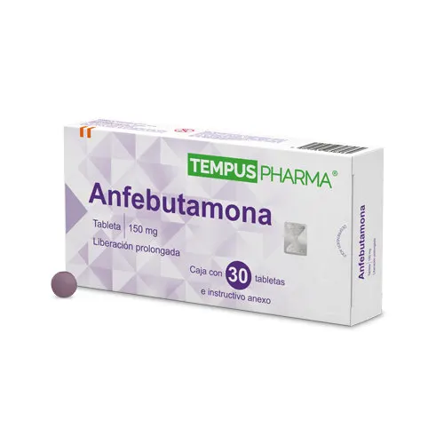 7501249608062 Anfebutamona Bupropion Caja con 30 tabletas de liberación prolongada de 150 mg
