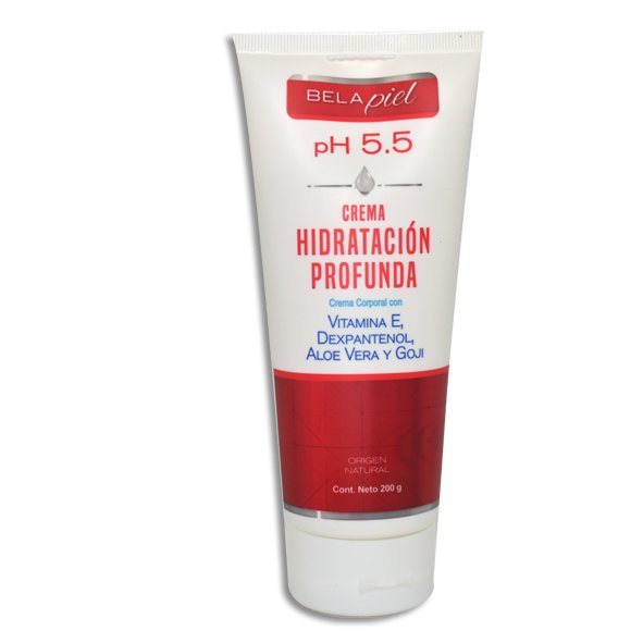 CREMA CORPORAL CON VITAMINA E, DEXPANTENOL, ALOE VERA Y GOJI BELAPIEL Tubo - 200 g