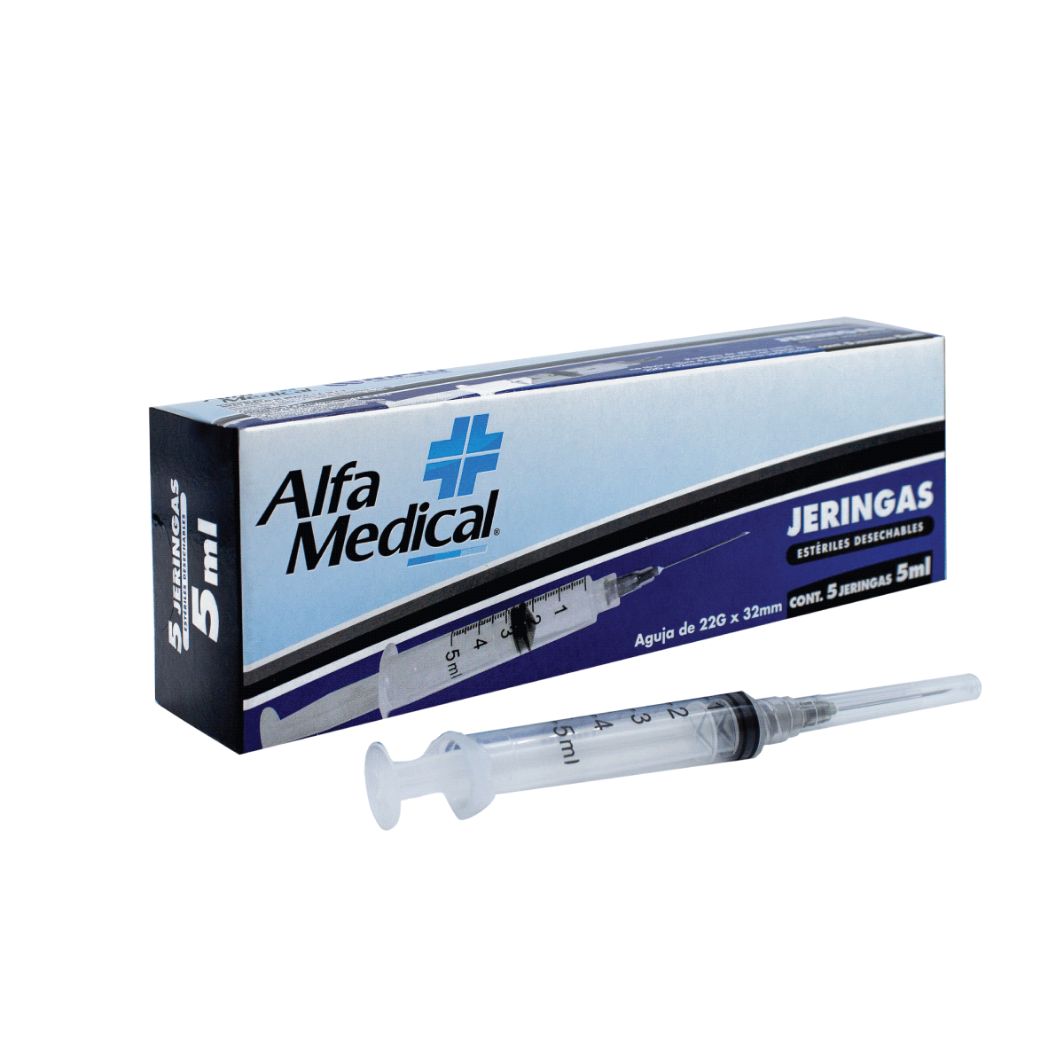 JERINGA 5ML 22X32 NEG ALFA MEDICAL Caja - c/5