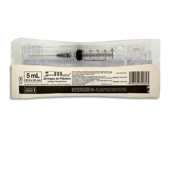 JERINGA 5ML 22X32 NEG SENSIMEDICAL Pieza - 1 Pieza