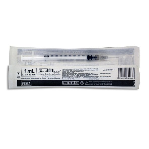 JERINGA 1ML INSULINA 27X13 SENSIMEDICAL Pieza - 1 Pieza