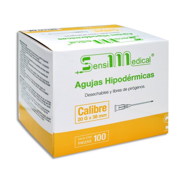 AGUJA HIP SENSIMEDICAL 20X38 Caja - c/100 1 AGUJA HIP SENSIMEDICAL 20X38 Caja - c/100
