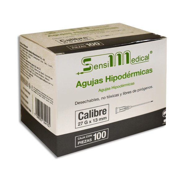 AGUJA HIP SENSIMEDICAL 27X13 Caja - c/100 1 AGUJA HIP SENSIMEDICAL 27X13 Caja - c/100