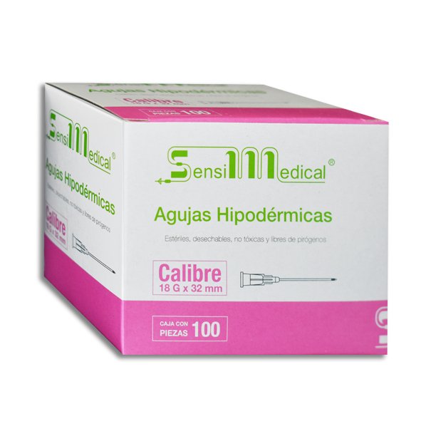 AGUJA HIP SENSIMEDICAL 18X32 Caja - c/100 1 AGUJA HIP SENSIMEDICAL 18X32 Caja - c/100