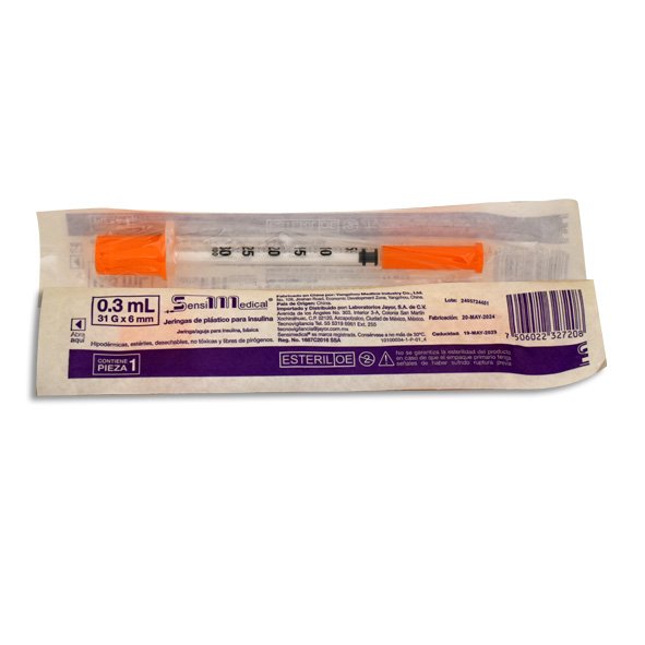 JERINGA .3ML INSULINA 31X6 SENSIMEDICAL Pieza - 1 Pieza