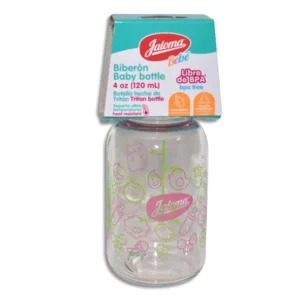 BIBERÓN CRISTALINO c/MAMILA (Jaloma) "Rosa" 4 OZ/120 ML.