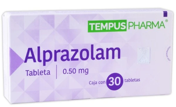 Alprazolam Caja con 30 tabletas ranuradas de 0.50 mg