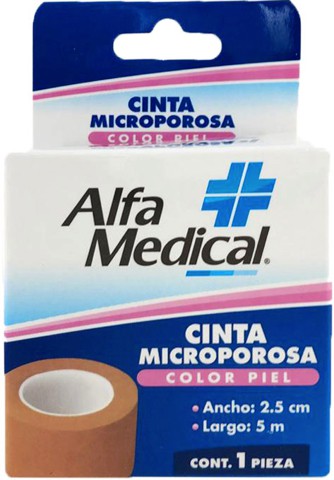 CINTA MICROPOROSA PIEL ALFA MEDICAL 2.5CMX5M Pieza - c/1