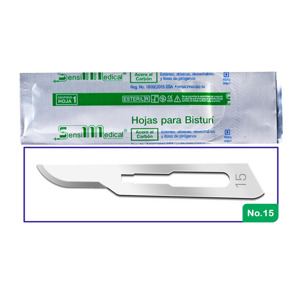 HOJA PARA BISTURI SENSIMEDICAL 15 Pieza - 1 Pieza 1 HOJA PARA BISTURI SENSIMEDICAL 15 Pieza - 1 Pieza