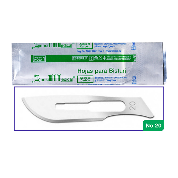 HOJA PARA BISTURI SENSIMEDICAL 20 Pieza - 1 Pieza 1 HOJA PARA BISTURI SENSIMEDICAL 20 Pieza - 1 Pieza