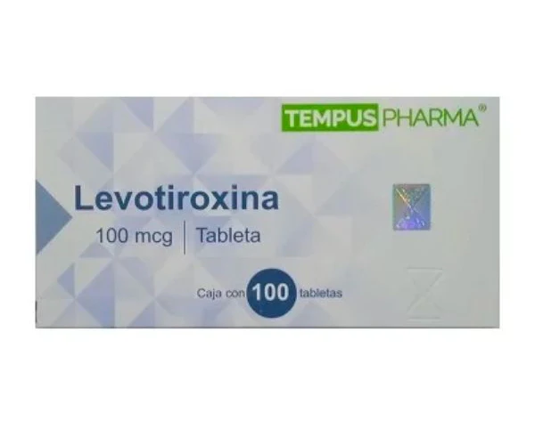 Levotiroxina caja c/100 tabletas de 100 mcg