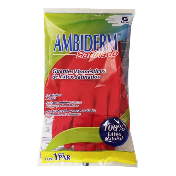 GUANTE AMBIDERM DOMESTICO ROJO MEDIANO Bolsa - 1 Pieza