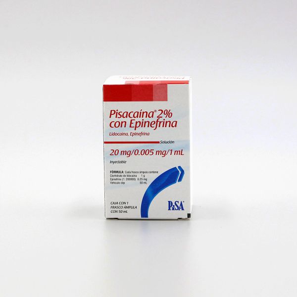 PISACAINA 2% C/EPINEFRINA Solucion Inyectable - 50 ml