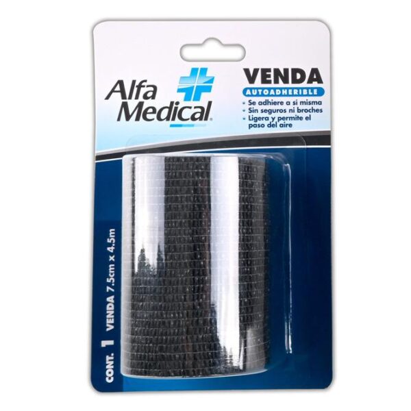 VENDA AUTOADHERIBLE (Alfa Medi) Col. Negro  7.5cm. (3") x 4.5m. Blister c/1 Pza.