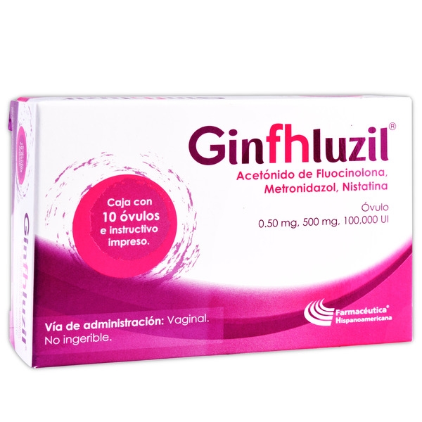 GINFHLUZIL c/10 ÓVULOS. 0.5 MG/500 MG/100,000 UI.